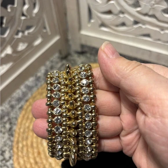 Gold Crystal Stretch Bracelet - Women - Picture 3 of 3